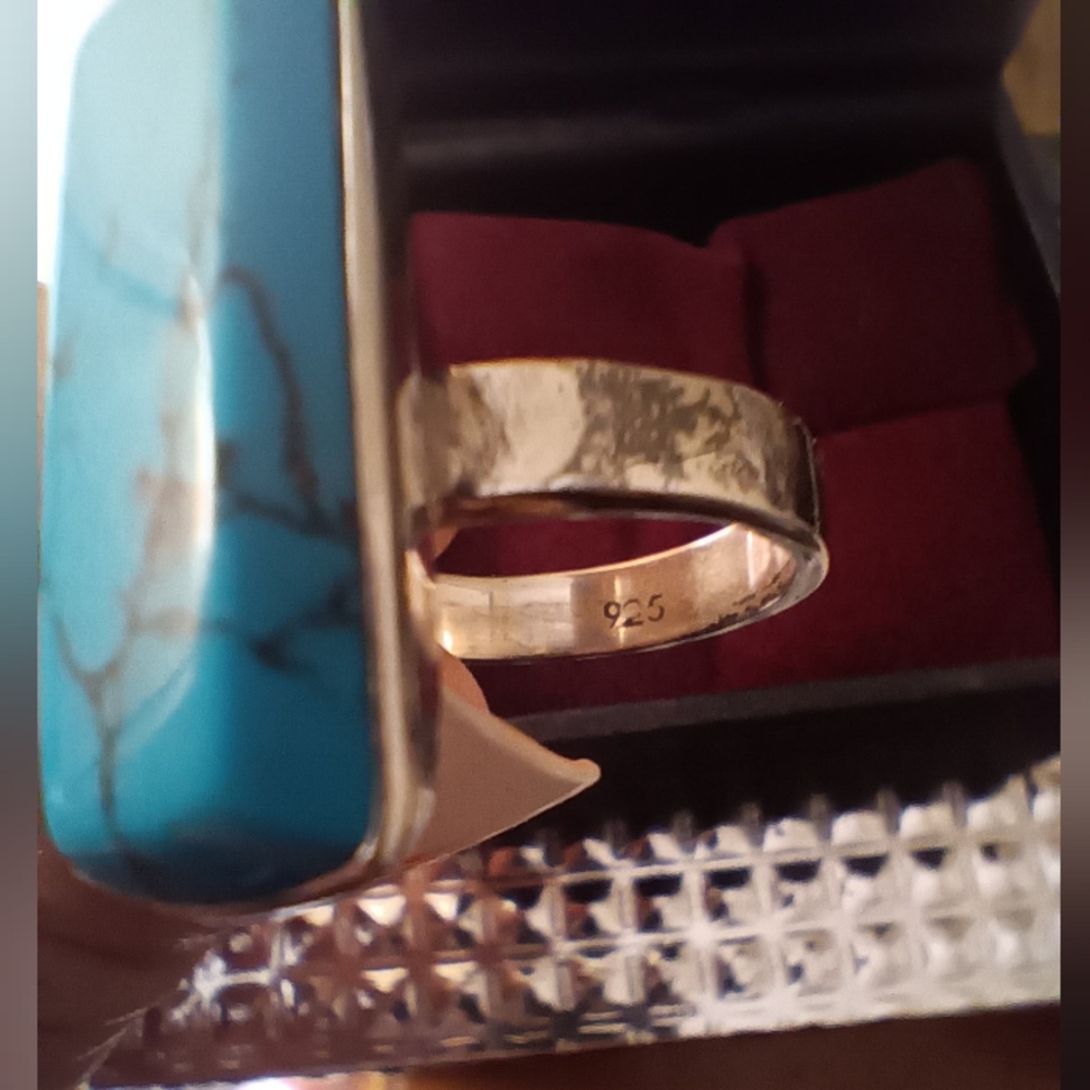 Blue Silver Ring With Rectangular Stone - image 4